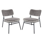 Lot de 2 fauteuils d'appoint en velours - Fauteuil rembourré moderne du milieu du siècle