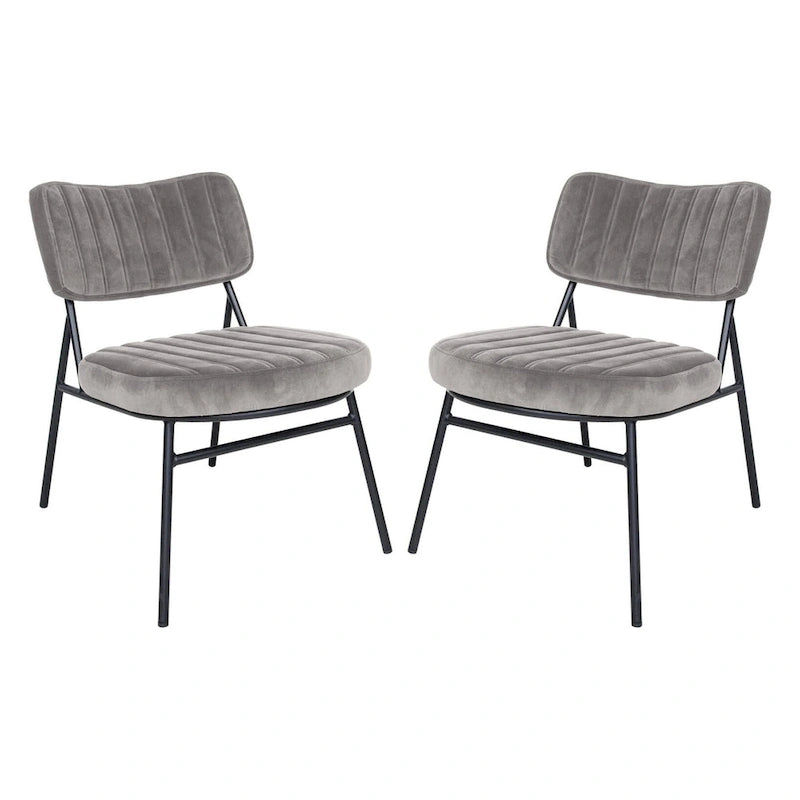 Lot de 2 fauteuils d'appoint en velours - Fauteuil rembourré moderne du milieu du siècle
