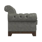 Fauteuil d'appoint Chesterfield à accoudoirs roulés et clouté - Style Artisanal
