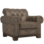 Fauteuil d'appoint Chesterfield à accoudoirs roulés et clouté - Style Artisanal