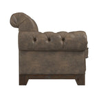 Fauteuil d'appoint Chesterfield à accoudoirs roulés et clouté - Style Artisanal
