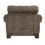 Fauteuil d'appoint Chesterfield à accoudoirs roulés et clouté - Style Artisanal