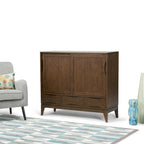 Armoire de rangement mid-century moderne en bois massif de 48 pouces avec tiroirs