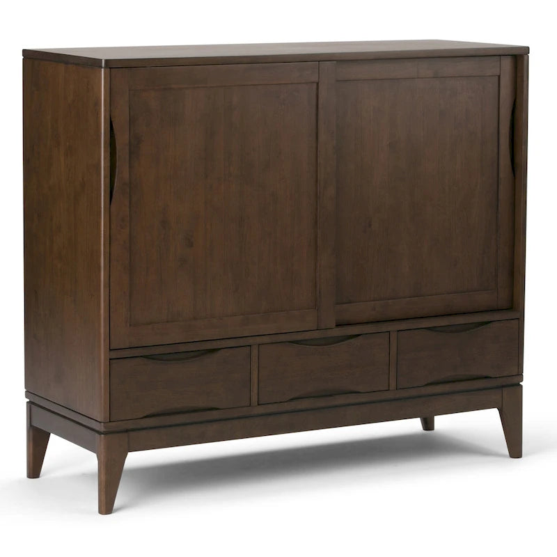 Armoire de rangement mid-century moderne en bois massif de 48 pouces avec tiroirs