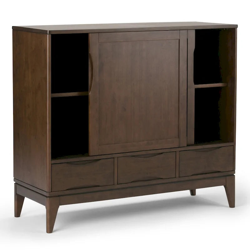 Armoire de rangement mid-century moderne en bois massif de 48 pouces avec tiroirs