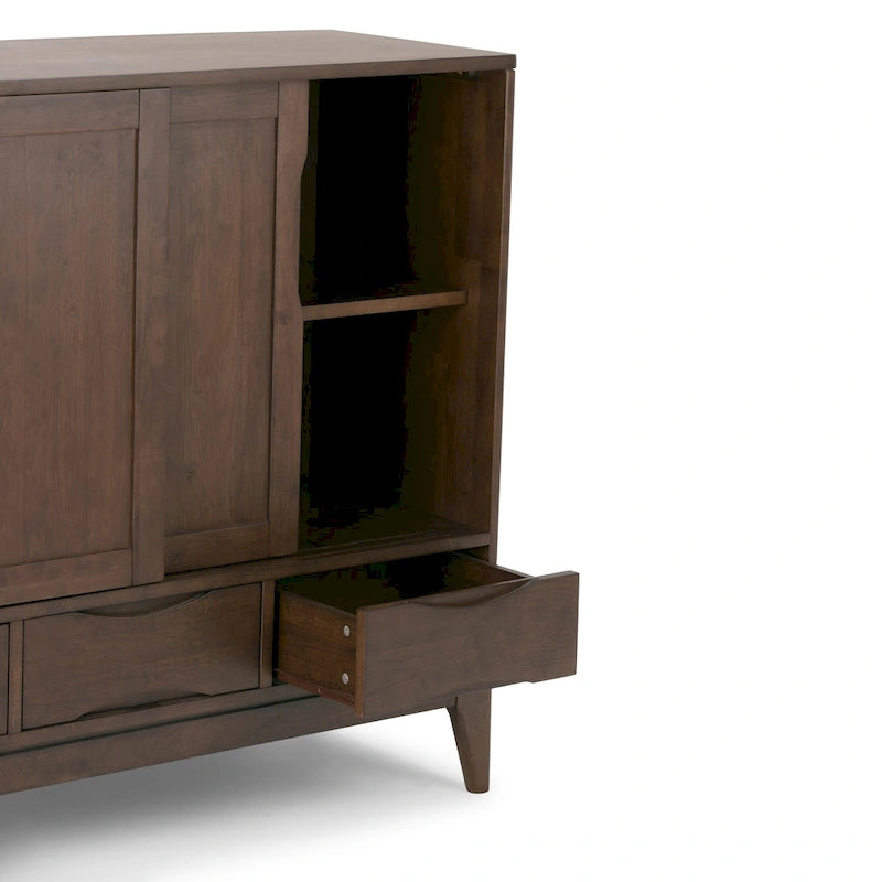 Armoire de rangement mid-century moderne en bois massif de 48 pouces avec tiroirs