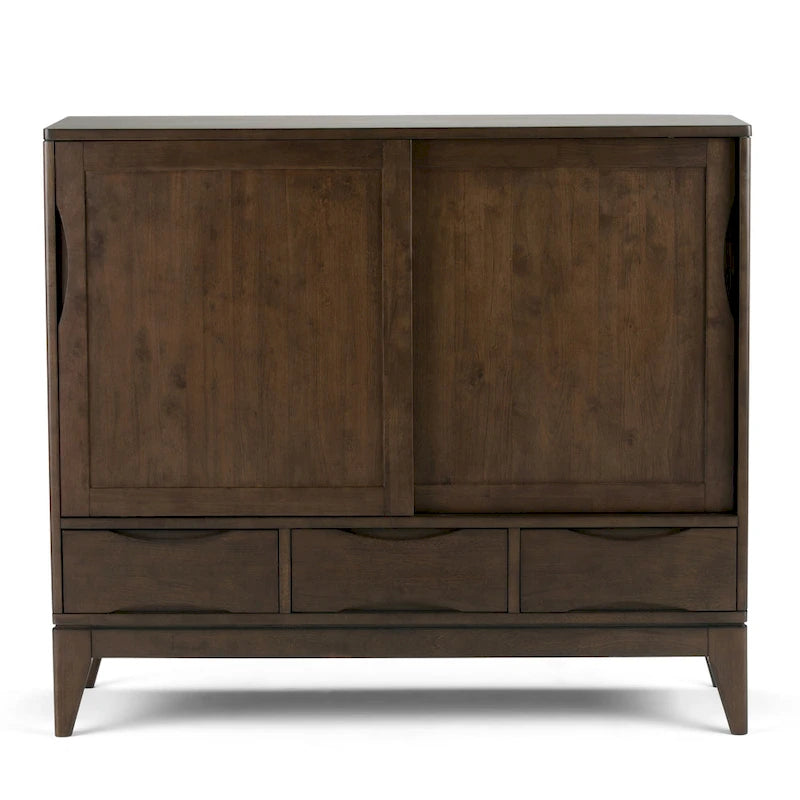 Armoire de rangement mid-century moderne en bois massif de 48 pouces avec tiroirs