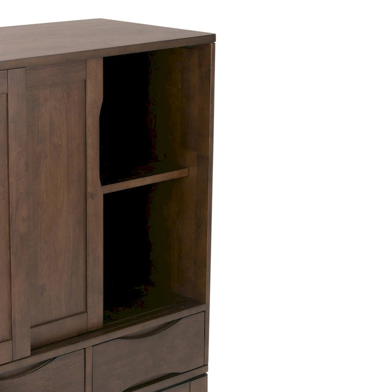 Armoire de rangement mid-century moderne en bois massif de 48 pouces avec tiroirs