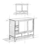 Armoire de rangement mid-century moderne en bois massif de 48 pouces avec tiroirs