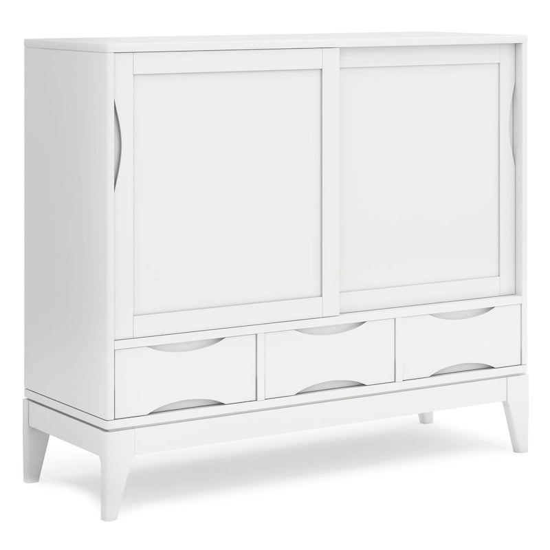 Armoire de rangement mid-century moderne en bois massif de 48 pouces avec tiroirs