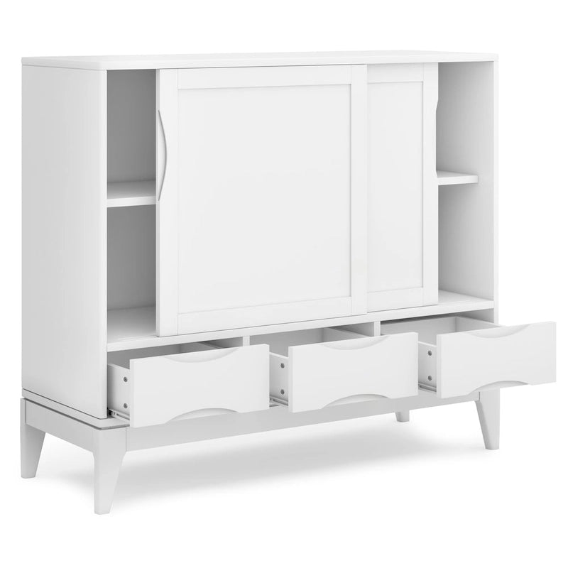 Armoire de rangement mid-century moderne en bois massif de 48 pouces avec tiroirs