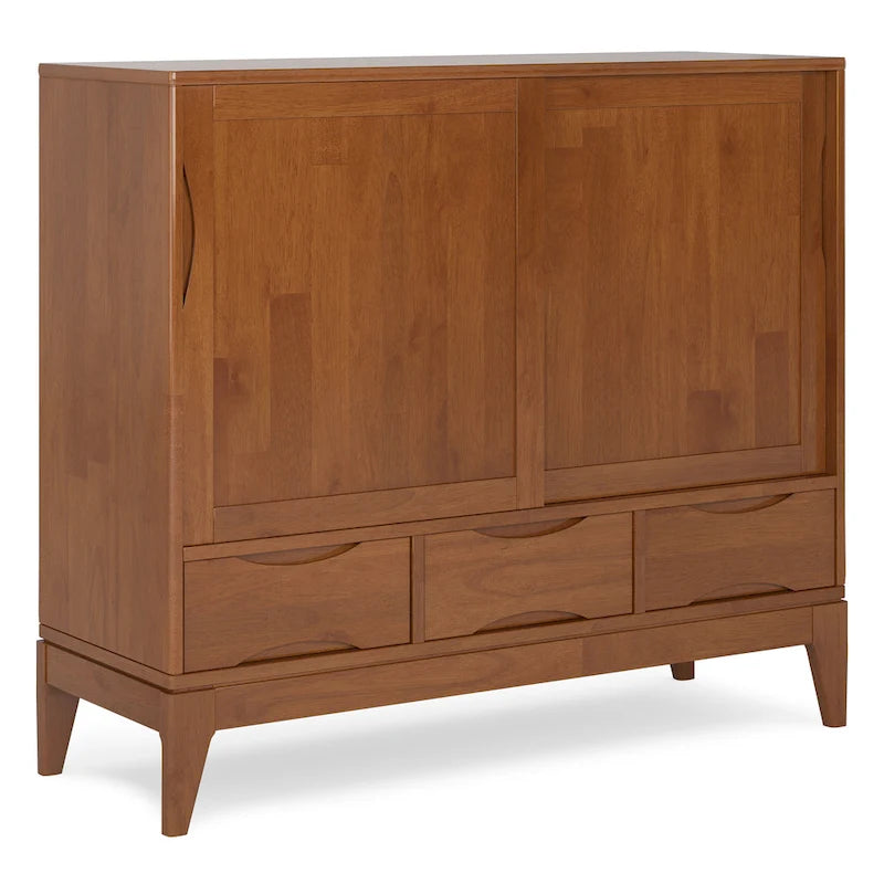 Armoire de rangement mid-century moderne en bois massif de 48 pouces avec tiroirs