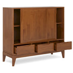 Armoire de rangement mid-century moderne en bois massif de 48 pouces avec tiroirs