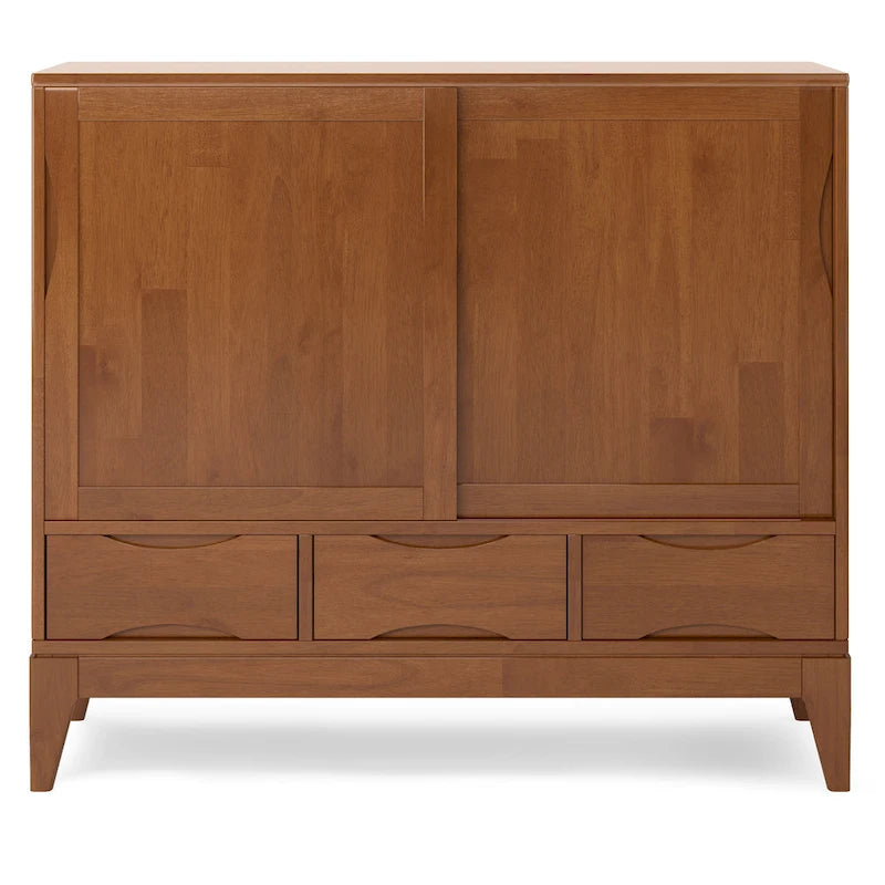 Armoire de rangement mid-century moderne en bois massif de 48 pouces avec tiroirs
