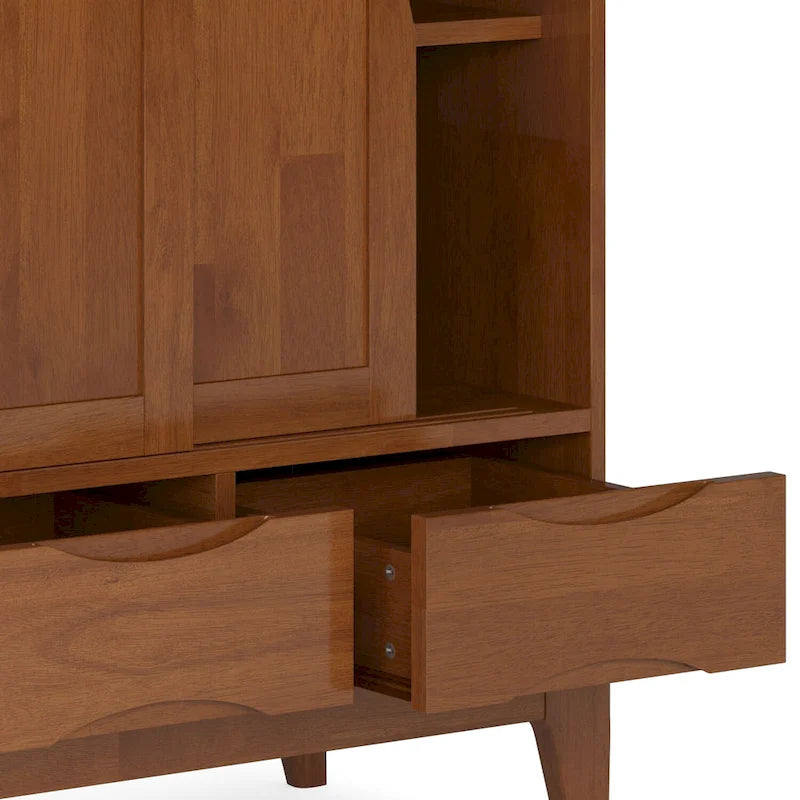 Armoire de rangement mid-century moderne en bois massif de 48 pouces avec tiroirs