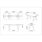 Table à manger moderne extensible avec plateau en verre et pieds en bois massif - 6-8 places