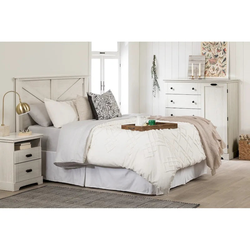 Commode à portes avec 5 tiroirs - Armoire de rangement haute avec porte pour chambre à coucher
