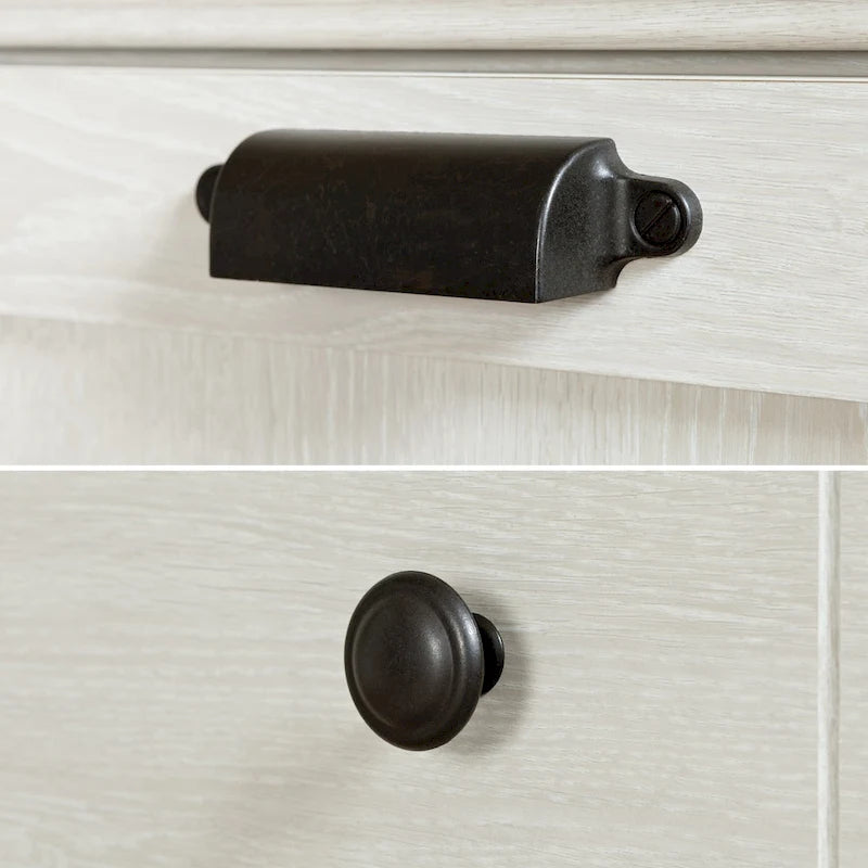 Commode à portes avec 5 tiroirs - Armoire de rangement haute avec porte pour chambre à coucher