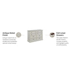 Commode 8 tiroirs blanc cassé – Rangement de chambre rustique, quincaillerie antique