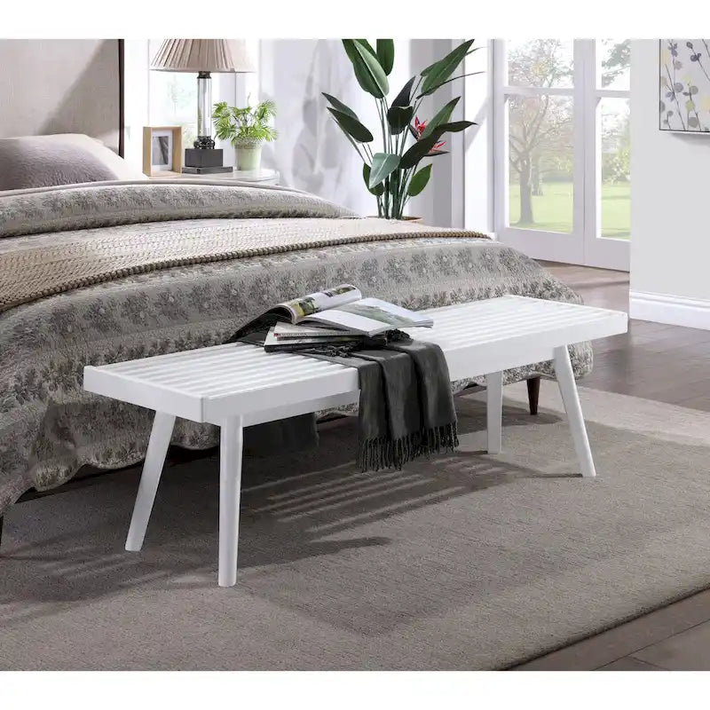 Banc à lattes en bois massif - Assise de style rustique pour entrée et salon
