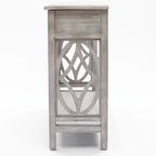 Console et table d'entrée en bois lavé gris à 2 tiroirs et 1 étagère – 32,7 H x 47,2 L x 13,8 P