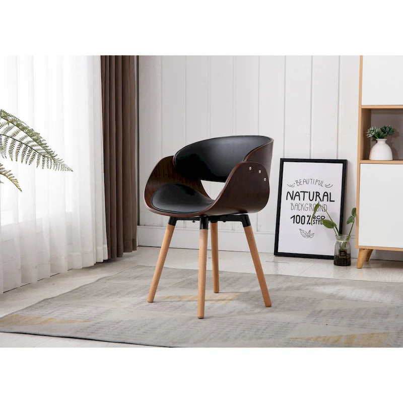 Fauteuil d'appoint en cuir synthétique noir – 61H x 38L x 53P cm