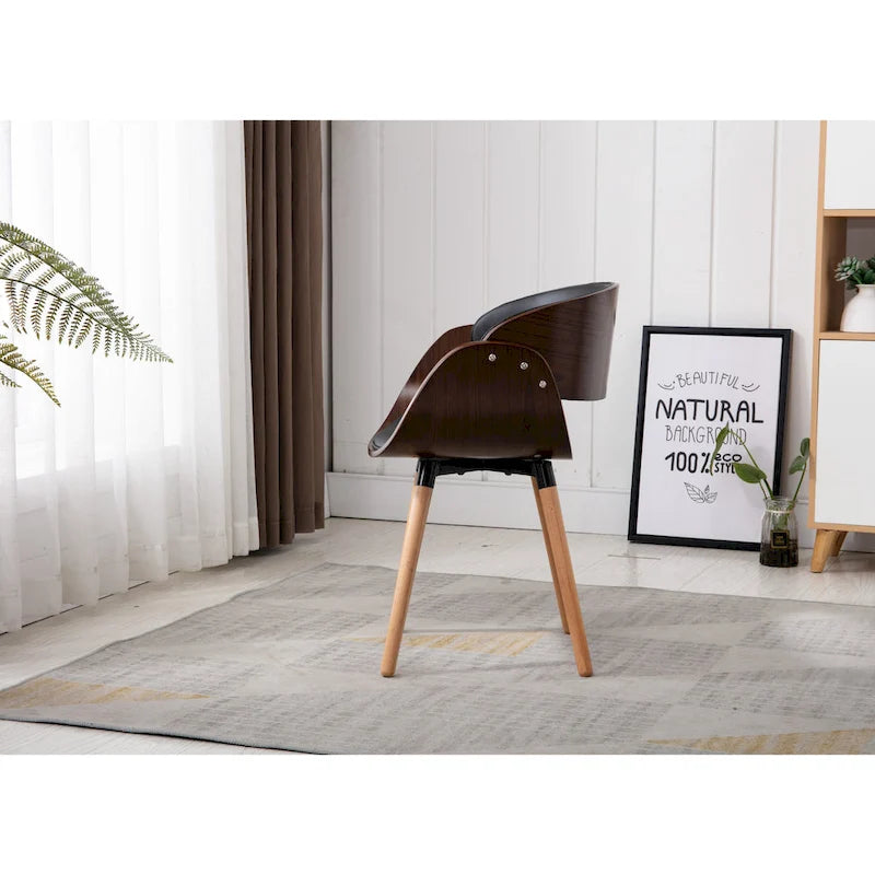 Fauteuil d'appoint en cuir synthétique noir – 61H x 38L x 53P cm
