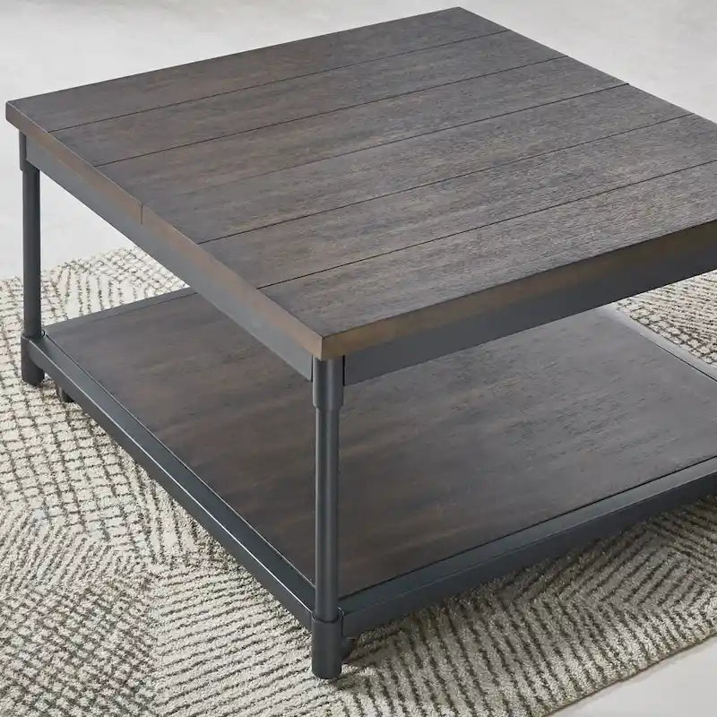 Table Basse Carrée Relevable - Rangement Dissimulé, Salon Moderne