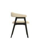 Lot de 2 chaises de salle à manger capitonnées à dossier incurvé – Bois d'hévéa massif, siège en tissu, 90 kg