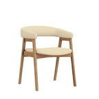 Lot de 2 chaises de salle à manger capitonnées à dossier incurvé – Bois d'hévéa massif, siège en tissu, 90 kg