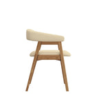 Lot de 2 chaises de salle à manger capitonnées à dossier incurvé – Bois d'hévéa massif, siège en tissu, 90 kg