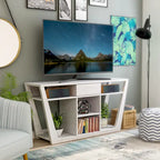 Meuble TV moderne de 152 cm avec 6 étagères et 1 tiroir – Silhouette audacieuse