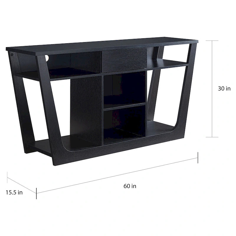 Meuble TV moderne de 152 cm avec 6 étagères et 1 tiroir – Silhouette audacieuse