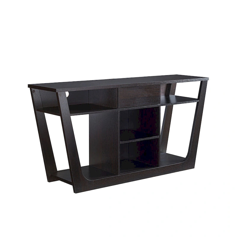 Meuble TV moderne de 152 cm avec 6 étagères et 1 tiroir – Silhouette audacieuse