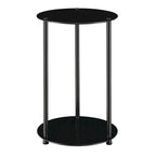 Table d'appoint ronde moderne à 2 niveaux en verre trempé avec pieds en acier inoxydable