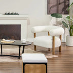 Fauteuil d'appoint en sherpa bouclé de style Mid-Century Moderne de 37 po avec dossier rond
