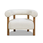 Fauteuil d'appoint en sherpa bouclé de style Mid-Century Moderne de 37 po avec dossier rond