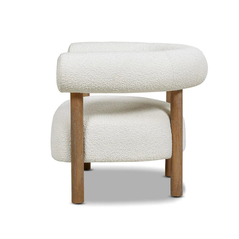 Fauteuil d'appoint en sherpa bouclé de style Mid-Century Moderne de 37 po avec dossier rond