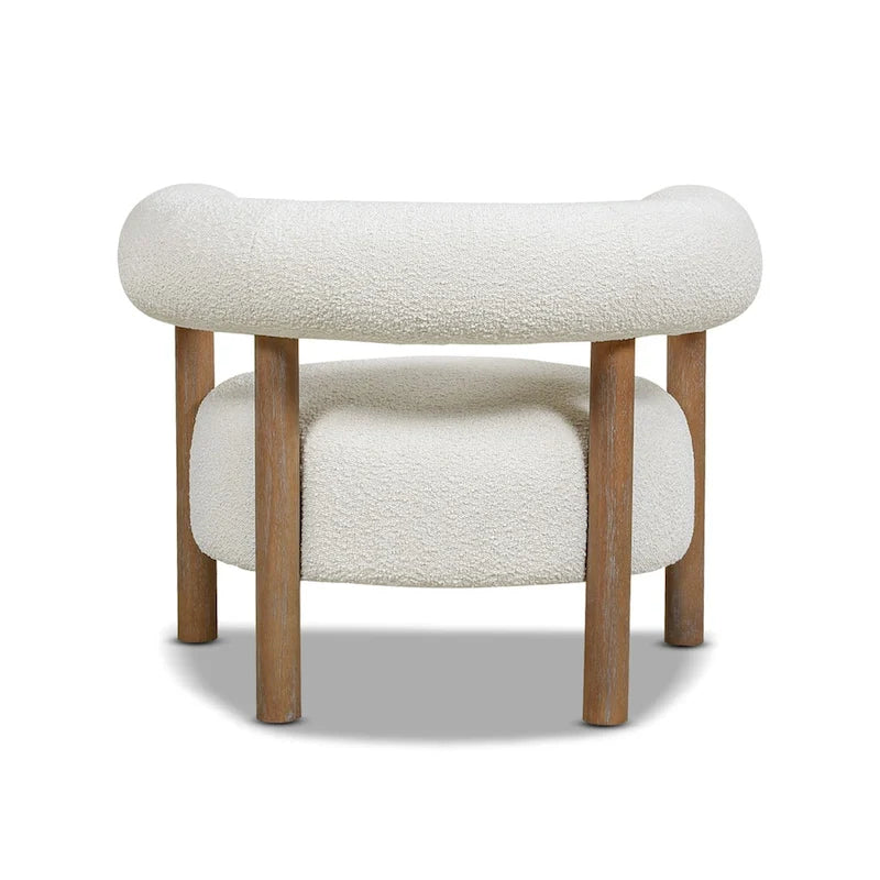 Fauteuil d'appoint en sherpa bouclé de style Mid-Century Moderne de 37 po avec dossier rond