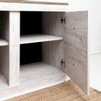Meuble TV 60" effet bois blanchi avec 4 tiroirs – Style Ferme Décontracté