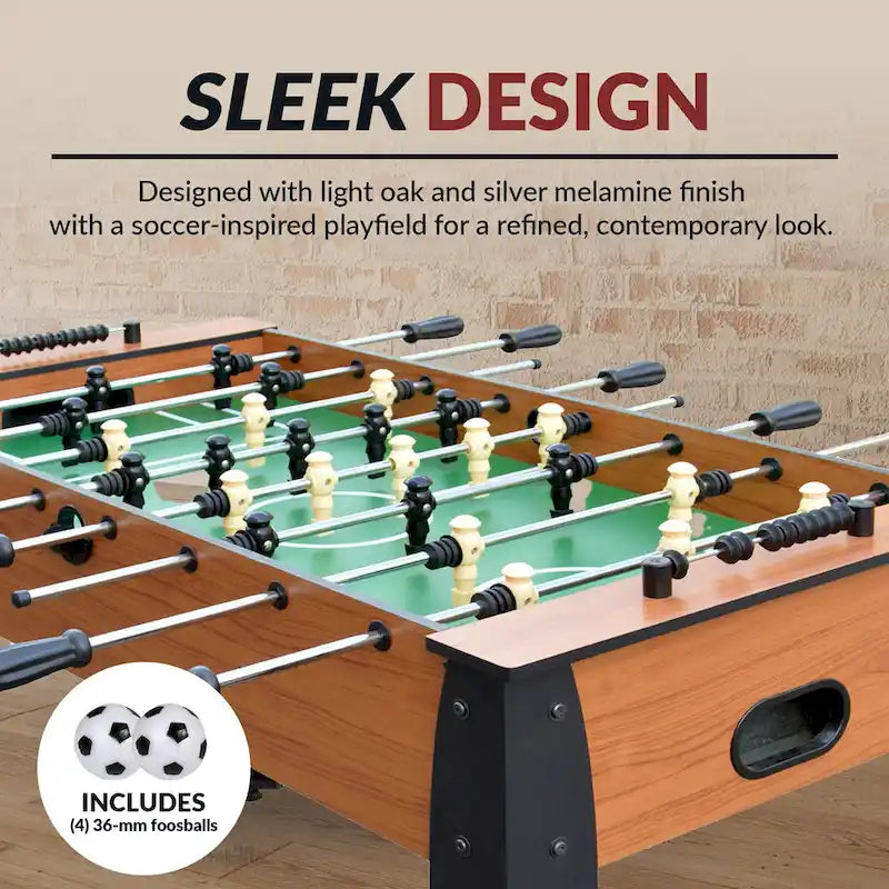 Table de baby-foot de 54 po avec finition en cerisier clair - Table de salle de jeux