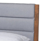Lit plateforme en bois tapissé de tissu de transition - Gris clair, pas de sommier tapissier