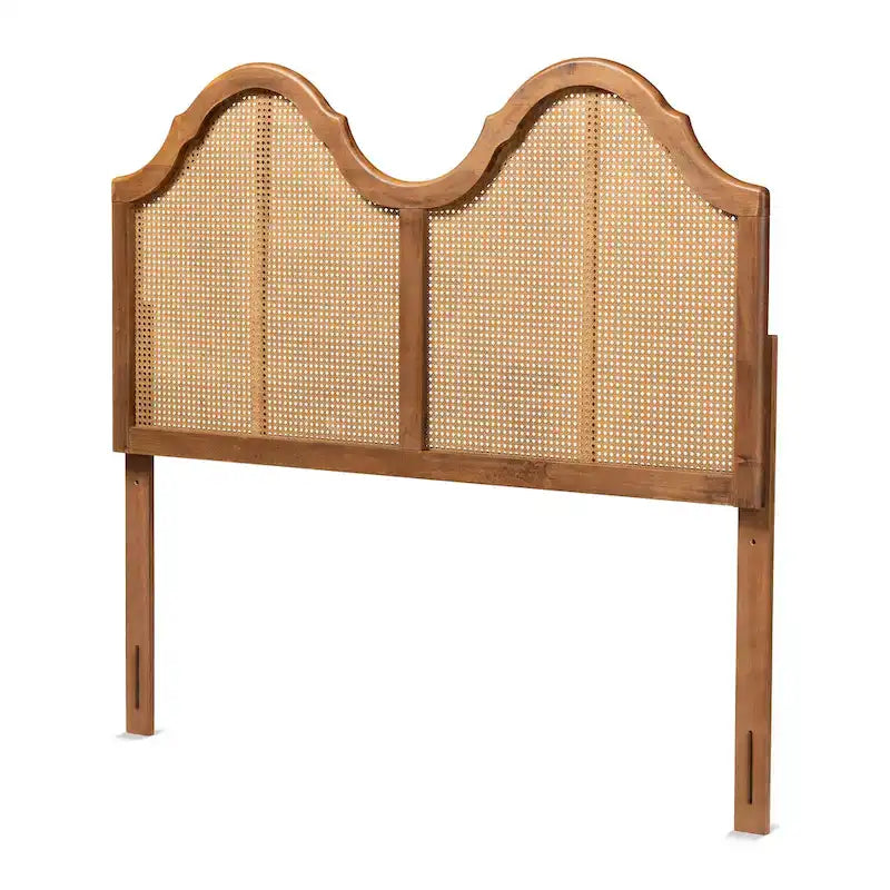 Tête de lit cintrée en bois de frêne et rotin synthétique - Accent de chambre bohème