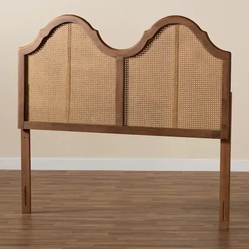 Tête de lit cintrée en bois de frêne et rotin synthétique - Accent de chambre bohème