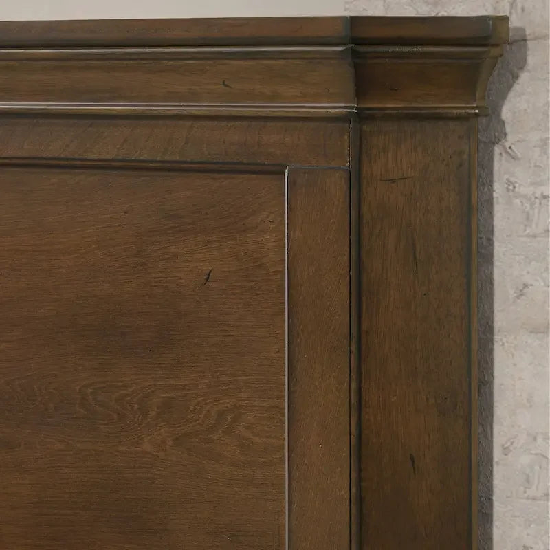 Lit traditionnel en bois avec panneau, finition noyer antique – Grand lit et très grand lit