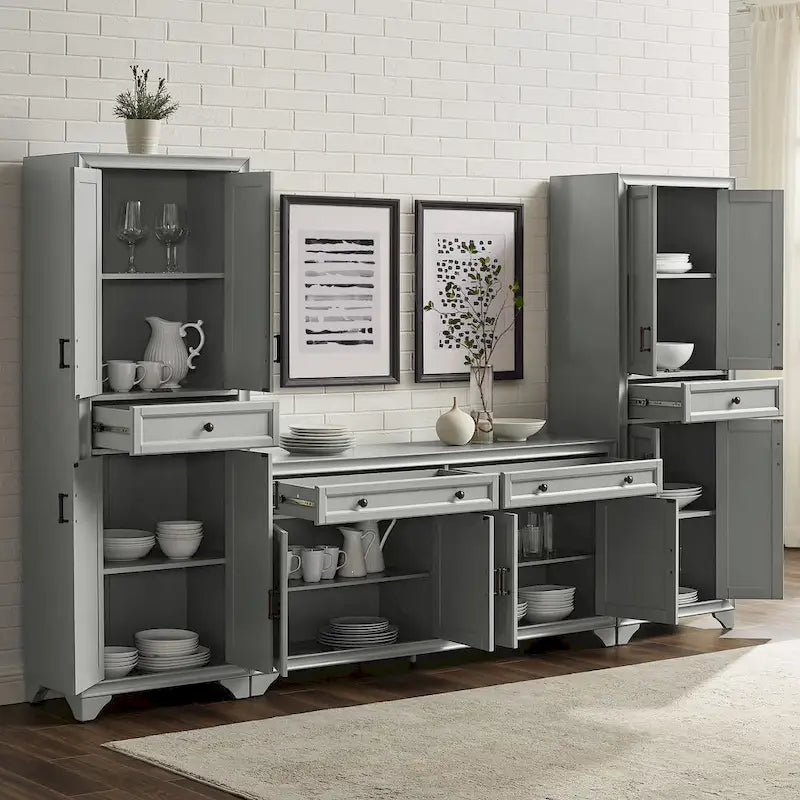 Ensemble buffet et garde-manger 3 pièces - Armoire de rangement de style ferme pour cuisine