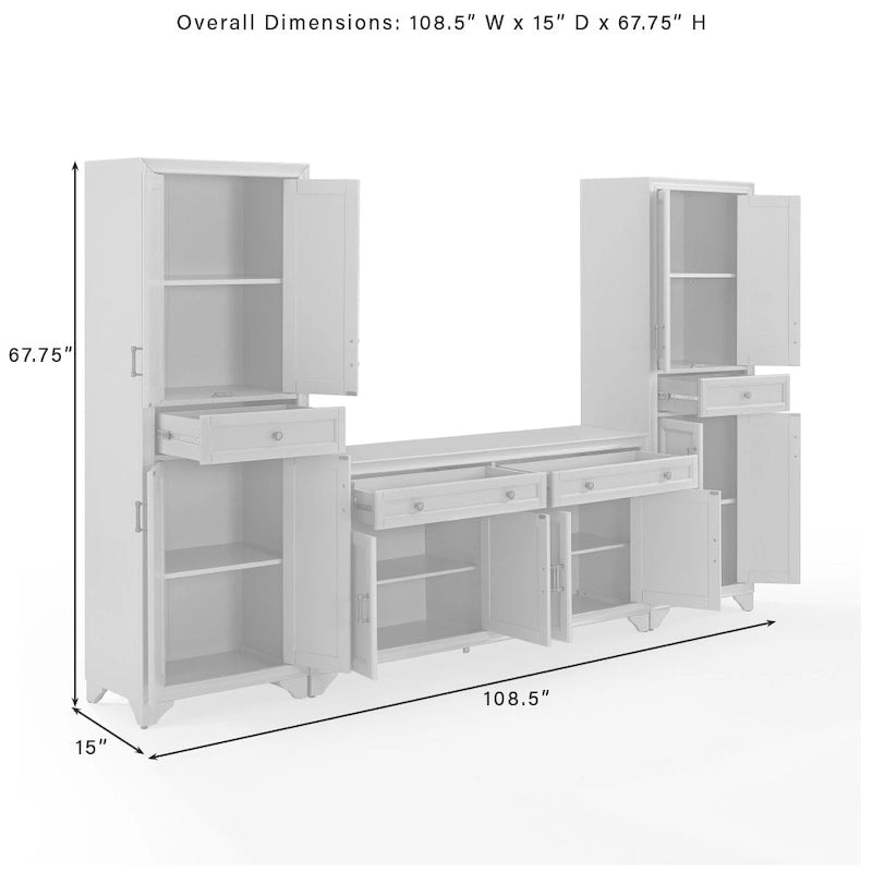 Ensemble buffet et garde-manger 3 pièces - Armoire de rangement de style ferme pour cuisine
