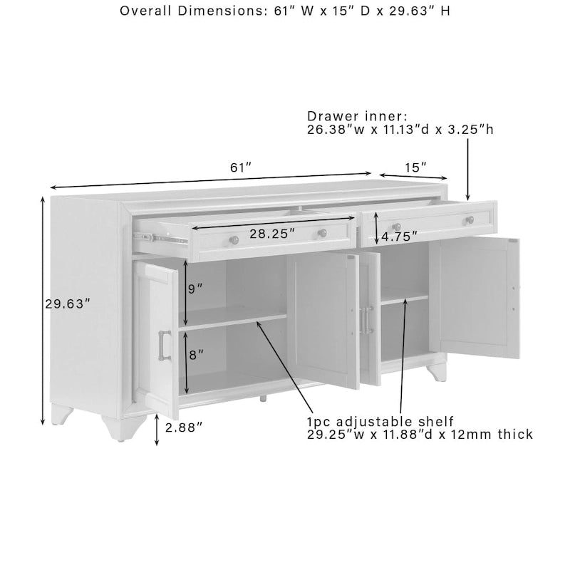 Ensemble buffet et garde-manger 3 pièces - Armoire de rangement de style ferme pour cuisine