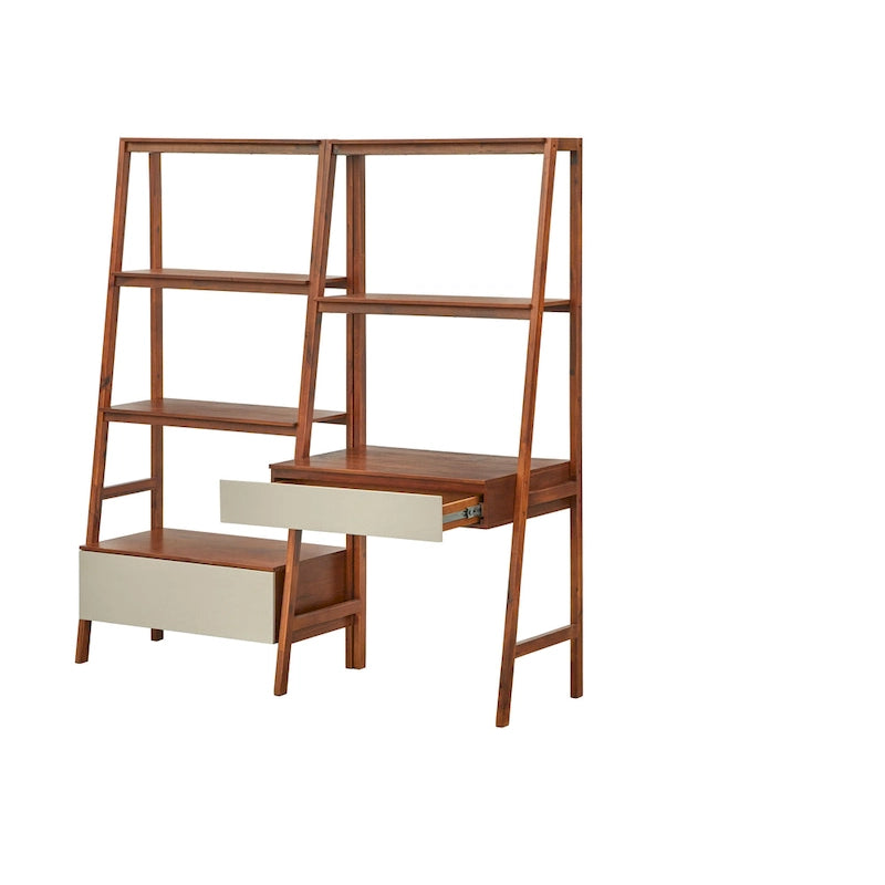 Ensemble bureau échelle et étagère nordiques 2 pièces - Mobilier de bureau à domicile peu encombrant