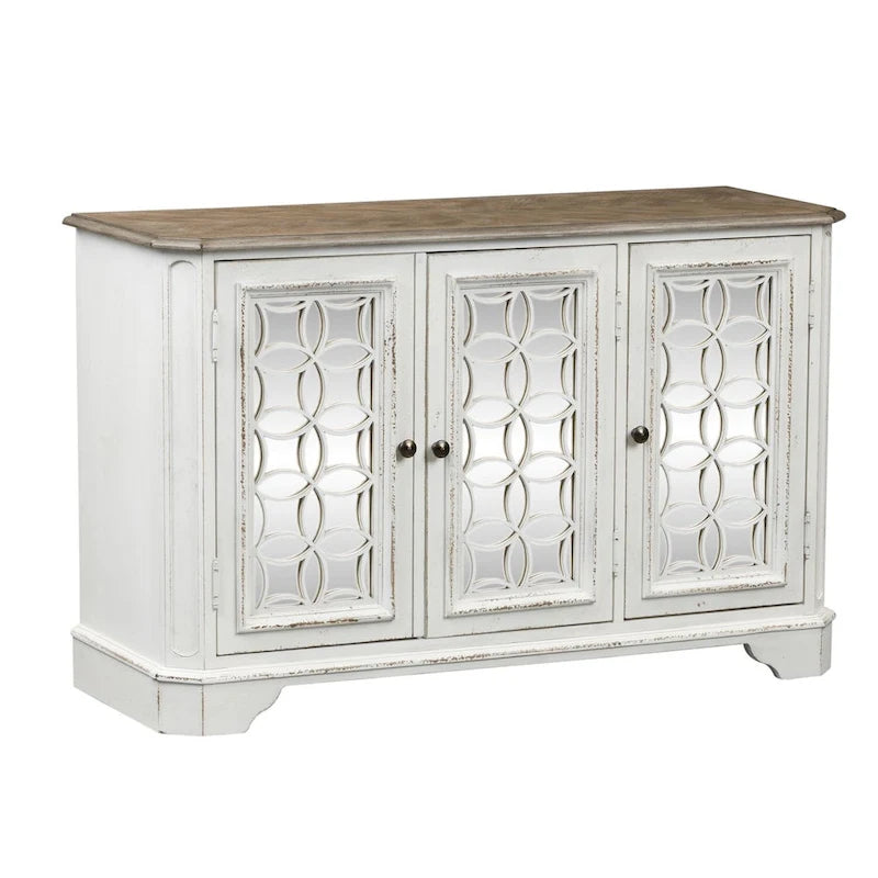 Console de couloir miroir blanc antique - Meuble d'appoint traditionnel pour entrée
